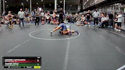 130 lbs Semis (4 Team) - Tanner Ingle, Keystone Krush vs Jasmine Capodanno, Grit Mat Club