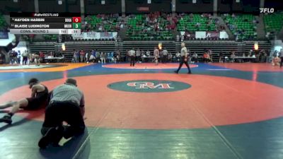 6A 144 lbs Cons. Round 2 - Blaise Ludington, Muscle Shoals vs Hayden Harbin, Southside Gadsden