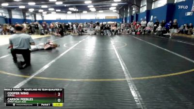 102 lbs Quarterfinal - Carson Peebles, Upper Valley Aces vs Cooper Wing, Suples