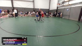 117 lbs Cons. Semi - Waylon McCafferty, Ilwaco Youth Wrestling vs Hunter Mihaljcic, Peninsula Wrestling Club
