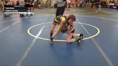 80 lbs Cons. Round 5 - Emery Staggs, Sycamore Youth Wrestling vs Zoe Irvan, Suicide Squad
