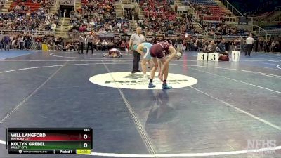 133 lbs Champ. Round 1 - Koltyn Grebel, Valley City vs Will Langford, Watford City