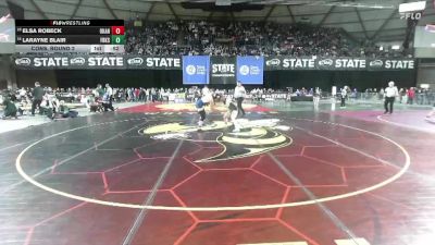 Girls 1B/2B/1A 130 Cons. Round 2 - LaRayne Blair, Forks (Girls) vs Elsa Robeck, Okanogan (Girls)