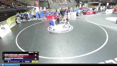 170 lbs Cons. Round 4 - Zion Bowling-Hernandez, Team Thunder Wrestling Club vs Brandon Saavedra, California