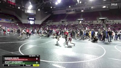 74 lbs Cons. Round 3 - Hudson Nolte, Cheyenne Mountain Wrestling Club vs Wyatt Daugherty, Pueblo County Wrestling Club