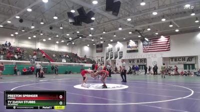 144 lbs Quarterfinal - Ty`ziayah Stubbs, Richmond vs Preston Springer, Fishers