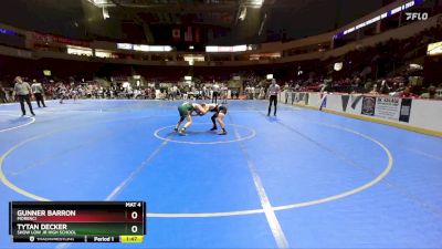 118 lbs Quarterfinal - Tytan Decker, Show Low Jr High School vs Gunner Barron, Morenci