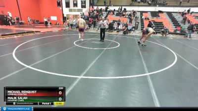 220 lbs Cons. Round 3 - Michael Renquist, Lombard (MONTINI) vs Malik Salah, LOCKPORT (Twp)