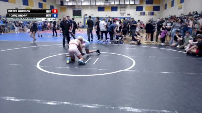 120 lbs Cons. Sub-semis - Diesel Johnson, Nyssa Bulldog Mat Club vs Cruz Knopp, Lakeland High School Wrestling
