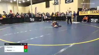 100 lbs Quarterfinal - Timothy Andrasy, Leechburg vs Joshuah Weaver, Cedar Cliff