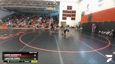 67 lbs Round 2 - Xaden Baxendale, North Big Horn Rams vs Christian Parra, Worland Wrestling Club