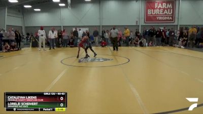 60-63 lbs Round 2 - Cataleyah Likens, Franklin County Wrestling Club vs Lorelei Scheivert, Dinwiddie Mat Rats