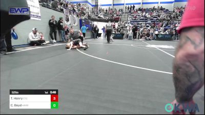 52 lbs Round Of 16 - TeeJay Henry, Comanche Takedown Club vs Caleb Boyd, Harrah Little League Wrestling