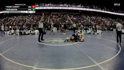 1A 165 lbs Quarterfinal - Chase Cashatt, South Davidson Middle And High School vs John Martin, Mount Airy High School