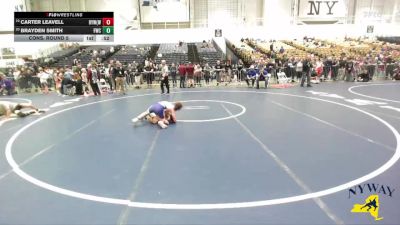 99 lbs Cons. Round 5 - Brayden Smith, Franklinville Wrestling Club vs Carter Leavell, Bulldogs Youth Wrestling (Far Western)