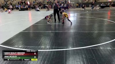 65 lbs Cons. Round 1 - Dixie Beasley, Blackman Wrestling Club vs Sarah Bailey Brewer, North Alabama Elite Wrestling