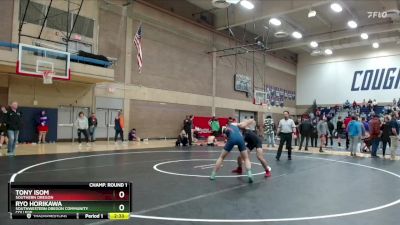 149 lbs Champ. Round 1 - Ryo Horikawa, Southwestern Oregon Community College vs Tony Isom, Southern Oregon