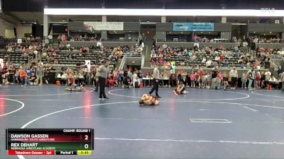 65 lbs Champ. Round 1 - Dawson Gassen, Harrisburg Youth Wrestling vs Rex DeHart, Nebraska Wrestling Academy