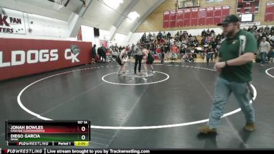 157 1A Semifinal - Jonah Bowles, Cascade (Leavenworth) vs Diego Garcia, Omak