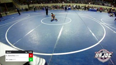 70 lbs Round Of 32 - Chelino Sanchez, Borger Youth Wrestling vs Maddox Love, Standfast