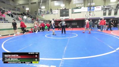 215 lbs Cons. Round 3 - Tyler Brown, Greenwood High School vs Raydn Martin, Caney Valley High School