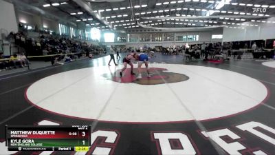 174 lbs Cons. Round 4 - Kyle Gora, New England College vs Matthew Duquette, Springfield