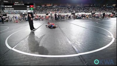 49 lbs Round Of 16 - Eli Dicus, Raw Wrestling Club vs Silas Boyd, Harrah Little League Wrestling