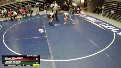 66 lbs Champ. Round 1 - Lincoln Magoon, Virgin Valley Bulldogs vs Nolan Broadbent, Olympus-Skyline