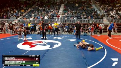 67 lbs Quarterfinal - Coltan Ledgerwood, Saratoga Wrestling Club vs Jd Rumsey, Cowboy Kids Wrestling Club