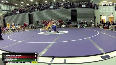 165 lbs Semis & 1st Wrestleback (8 Team) - Robbie Leahy, Brownsburg vs Camden Baumann, Evansville Mater Dei