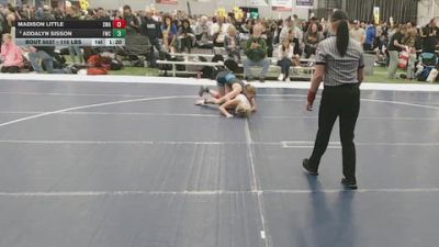 110 lbs Champ. Rd Of 64 - Madison Little, Sniper Wrestling Academy vs Addalyn Sisson, Floyd Wrestling Club