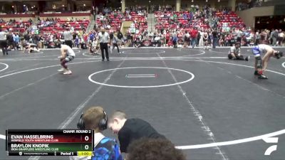 85 lbs Champ. Round 2 - Evan Hasselbring, Winfield Youth Wrestling Club vs Braylon Knopik, Iron Grapplers Wrestling Club