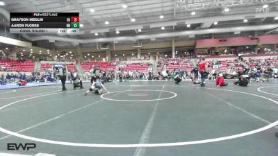 55 lbs Cons. Round 1 - Grayson Medlin, Hutchinson Kids vs Aaron Flores, Derby WC