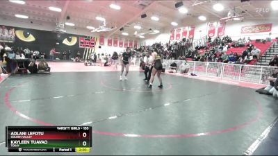 155 lbs Quarterfinal - Aolani Lefotu, Golden Valley vs Kayleen Tuavao, Tokay