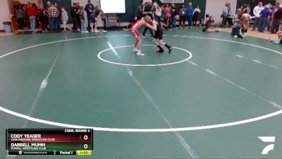 95 lbs Cons. Round 3 - Darrell Mumm, Powell Wrestling Club vs Cody Yeager, Lusk Rawhide Wrestling Club