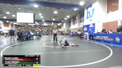 120 lbs Cons. Round 2 - Tyler Hiraoka, John Wesley North vs Felipe Flores, Golden Valley (Bakersfield)