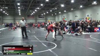 205 lbs Champ. Round 1 - Blake Berry, Blue Valley Wrestling Club vs Maverick Lies, Newton