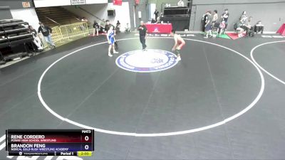 126 lbs Cons. Round 2 - Rene Cordero, Poway High School Wrestling vs Brandon Feng, NorCal Gold Rush Wrestling Academy