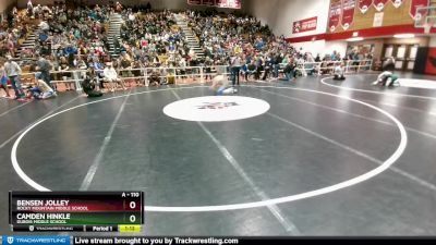 110 lbs Quarterfinal - Bensen Jolley, Rocky Mountain Middle School vs Camden Hinkle, Dubois Middle School