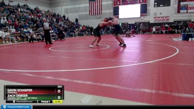 220 lbs Cons. Round 3 - Zach DeBeer, Dawson-Boyd - Lac Qui Parle - Montevideo United vs Gavin Schaefer, Marshall