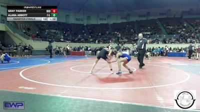 88 lbs Quarterfinal - Gray Parker, Bixby JH Girls vs Alana Abbott, F-5 Grappling