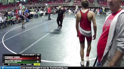 140 lbs Quarterfinal - Forrest Uhing, Border Bandits Wrestling vs Braxten Sebade, Pender Kid Dragon