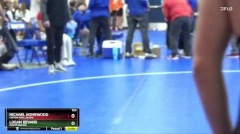 120 lbs 7th Place Match - Michael Homewood, Vinton-Shellsburg vs Logan Bevans, Independence