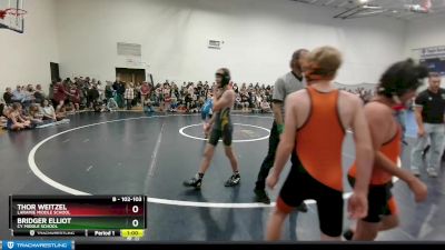 102-103 lbs Round 1 - Bridger Elliot, CY Middle School vs Thor Weitzel, Laramie Middle School