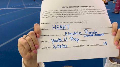 Charlotte Allstar Cheerleading - Electric [L1.1 Youth - PREP] 2021 Varsity Rec, Prep & Novice Virtual Challenge IV