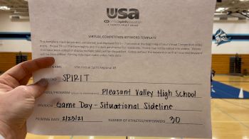 Pleasant Valley High School [High School - High School Situational Sideline/Crowdleading Cheer] 2021 USA Virtual Spirit Regional #3