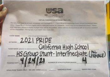 California High School (Whittier) [HS Group Stunt Intermediate - All Female Finals] 2021 USA Spirit & Dance Virtual National Championships