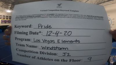Las Vegas Elements - Windstorm [L2 Junior - D2] 2020 WSF All Star Cheer & Dance Virtual Championship