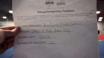 Brentwood Middle School [Game Day Large Junior High] 2021 UCA February Virtual Challenge