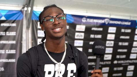 Tate Taylor After Winning the PRE Classic 200m and Breaking the HS National Record, 19.75